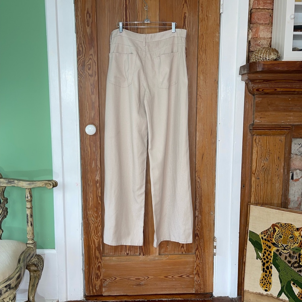 Zara Baggy Wide Leg High Rise Lyocell Pants Shimmer Size 10 🍄 - Picture 5 of 10